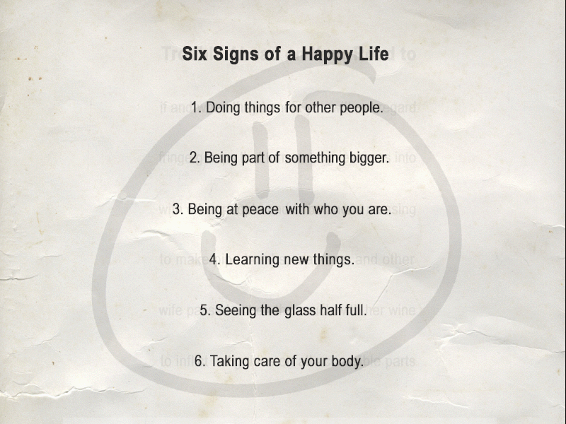 Six Signs of a Happy Life fold-in