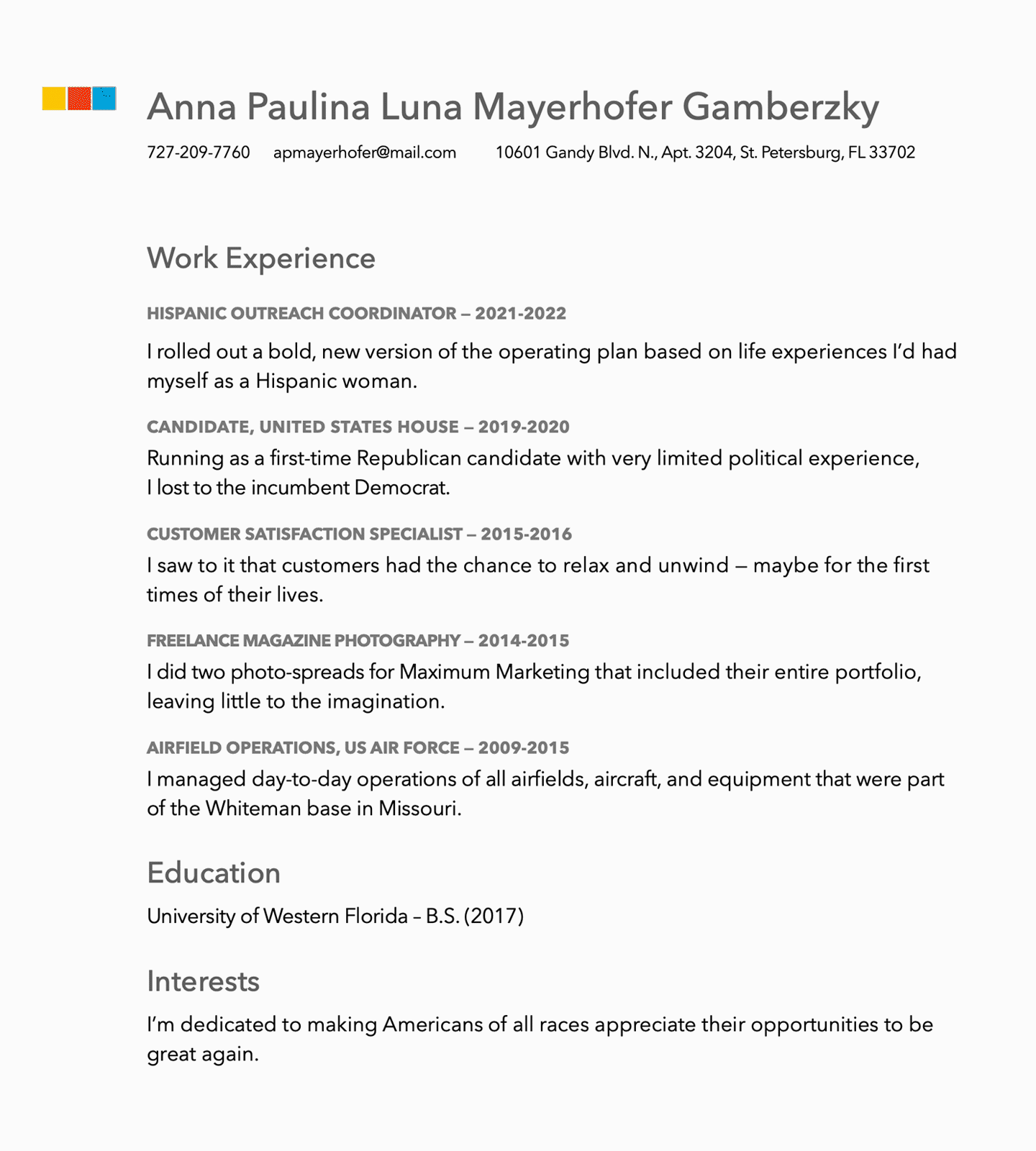 Anna Paulina Luna's resume